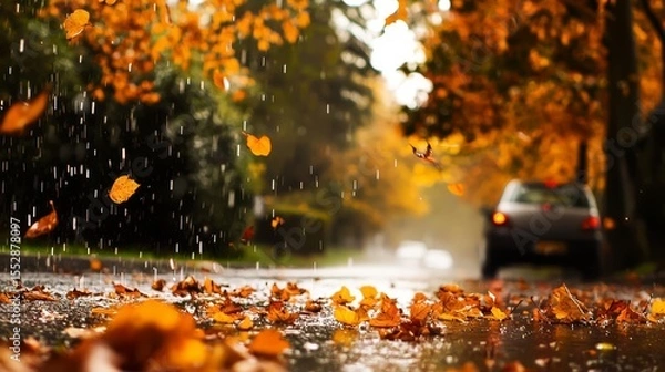 Fototapeta Understanding Autumn's Impact on Road Conditions