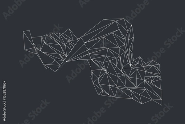 Fototapeta Futuristic abstract background composed of wireframe geometric objects and triangles