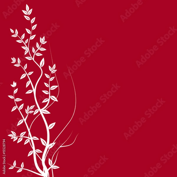 Fototapeta Stylized branches on red background