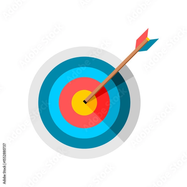 Fototapeta Circle target shooting bow arrow icon flat vector design