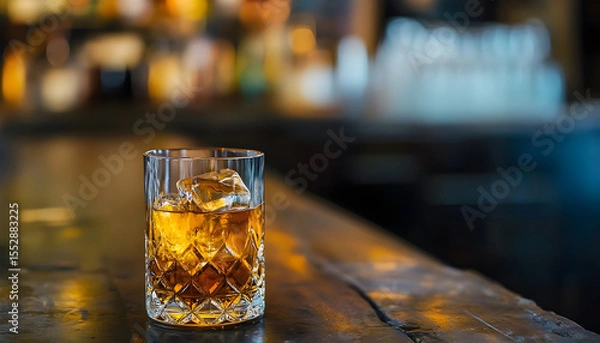 Fototapeta Whiskey cocktail bottle drink