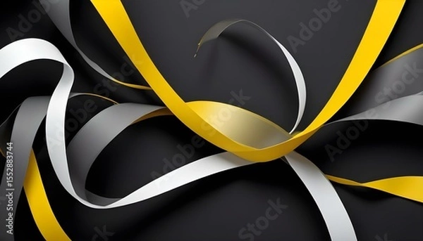 Fototapeta Abstract composition featuring flowing ribbons in a modern design.