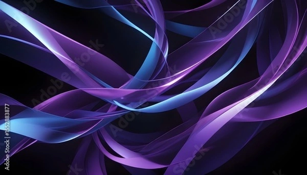 Fototapeta Abstract ribbons of purple and blue flowing in a graceful, elegant design.