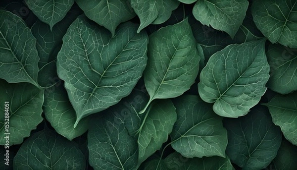 Fototapeta An overhead view showcases lush green leaves, creating a vibrant natural scene.