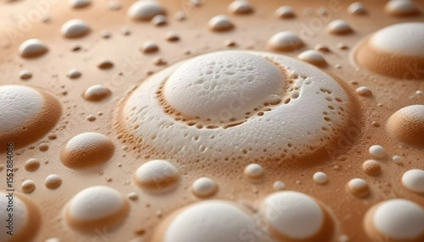 Fototapeta An artistic macro shot showcasing the intricate details of bubbly foam and droplets.