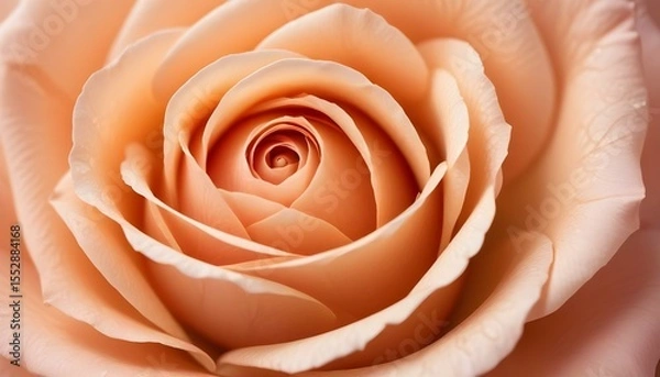 Fototapeta The stunning peach rose in full bloom displays its delicate petals and intricate design.