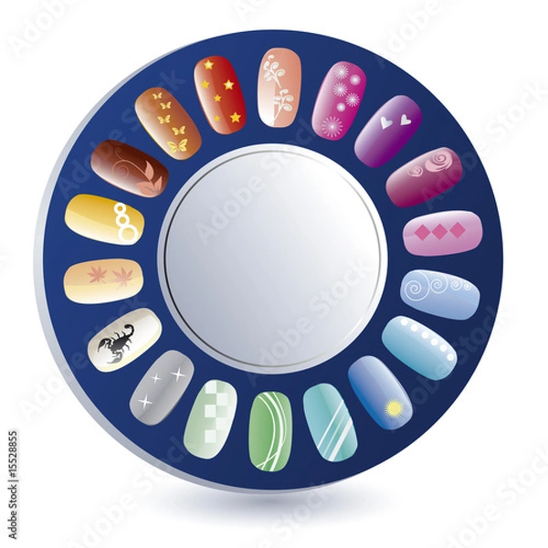 Fototapeta Colorful decorated nails in variety of colors