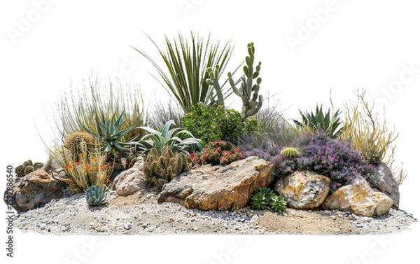Fototapeta Xeriscape Garden Design on the Transparent Background
