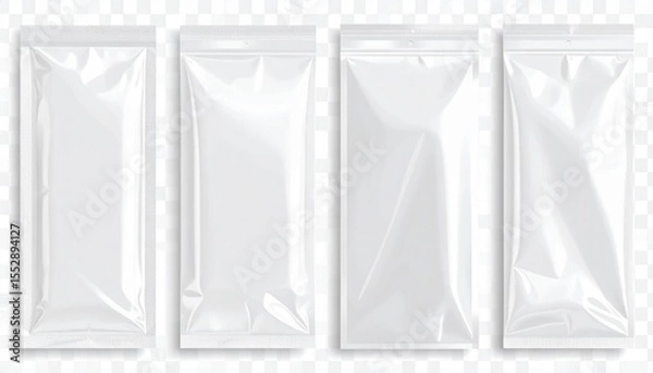 Fototapeta 3d set of transparent plastic film with shrink effect. 