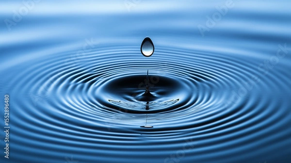 Fototapeta Water drop falling. Drop of water falling into a rippled surface of water