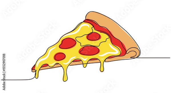 Obraz Glossy Doodle Pizza Vector Illustration – One Line Food for Menus, Blogs & Delivery Apps