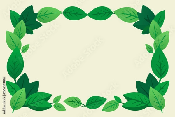 Obraz A vibrant green leaf frame borders the image, showcasing the fresh, natural beauty of spring foliage