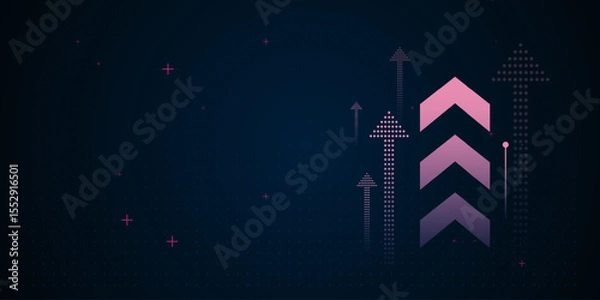 Fototapeta The Rising arrow elements are layered and stylized with pixel and geometric patterns, enhancing a sense of momentum and success. vector illustration