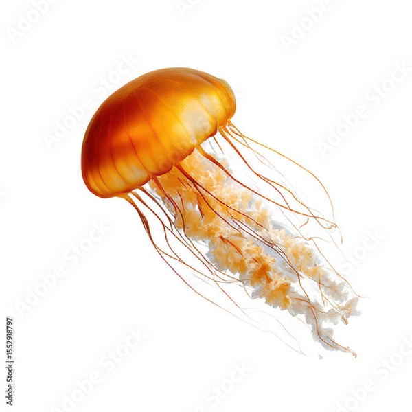 Fototapeta Orange Jellyfish on Black Background isolated on a transparent background 1