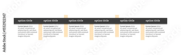 Fototapeta Very simply infographic design with 6 options or steps. Infographics for business concept.