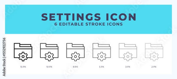 Fototapeta Settings vector icon. With different stroke vector illustration.