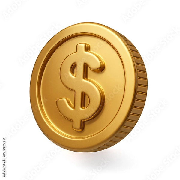 Fototapeta Shiny Golden Coin with Dollar Sign Isolated on Black Background