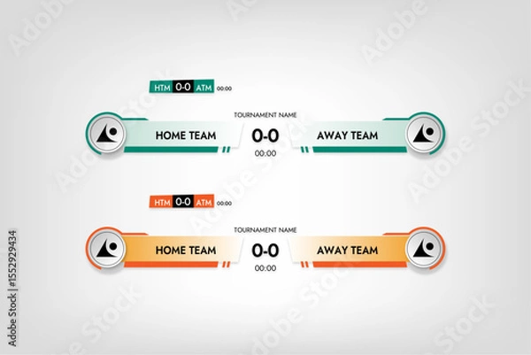Obraz tv banner template for sports broadcasts of matches in orange and green color elements