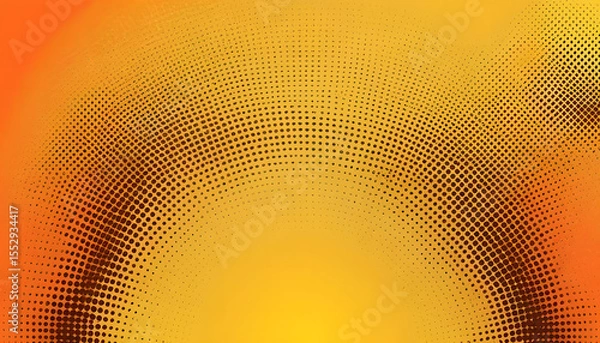 Fototapeta Abstract orange and yellow halftone wave pattern with decorative dotted circles, perfect for a bright vector illustration background
