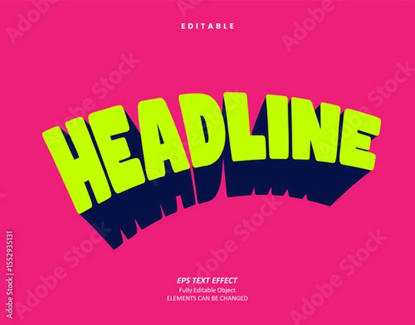 Fototapeta Editable Text Effect Vector of Memphis feed display or game Headline title shadow bold for Display, digital marketing, creative preneur, Agency, game, event