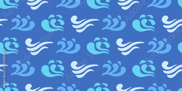 Obraz Blue Ocean Waves Seamless Pattern Sea Ornament