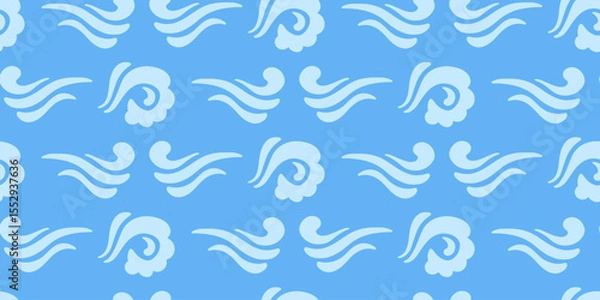 Obraz Blue Ocean Waves Seamless Pattern Sea Ornament