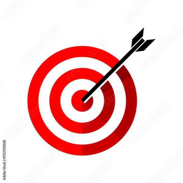 Fototapeta Red circle target shooting bow arrow icon flat vector design