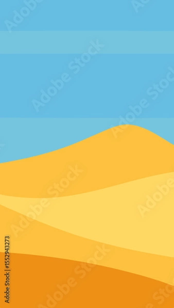 Fototapeta Abstract desert landscape with rolling sand dunes under a clear blue sky
