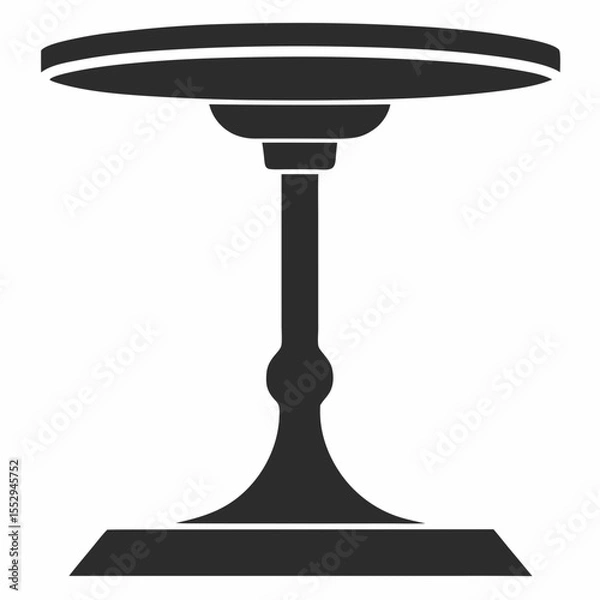 Fototapeta Monochrome Illustration of a Round Table with a Pedestal Base