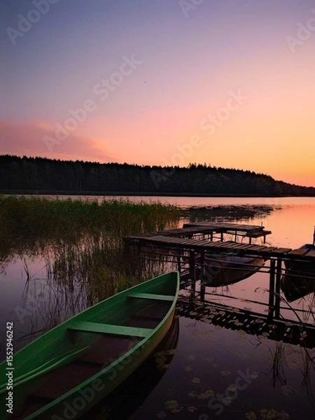Obraz Zachód słońca nad jeziorem Wadag 