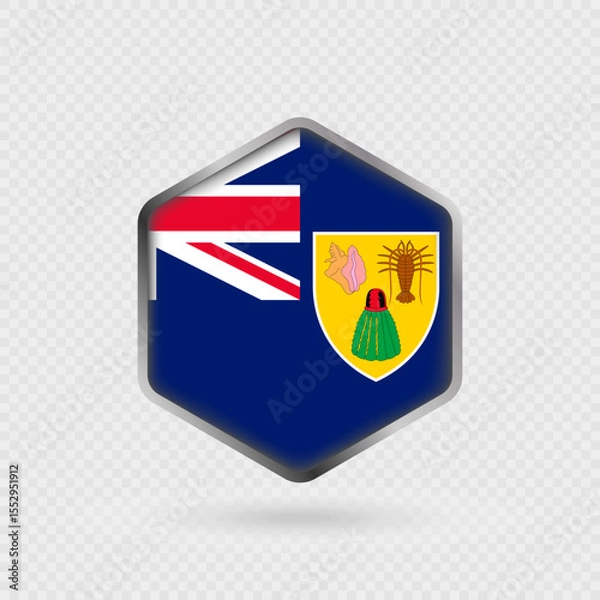 Fototapeta Turks and Caicos Islands Flag Icon in Hexagon Shape.