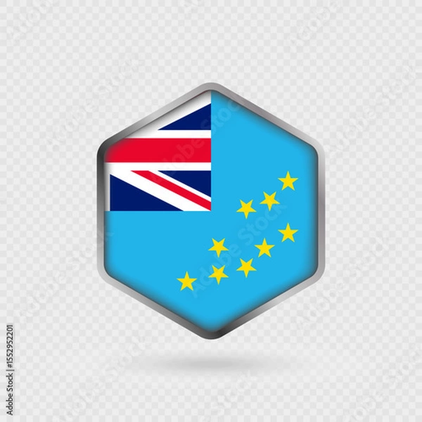 Fototapeta Tuvalu Flag Icon in Hexagon Shape.