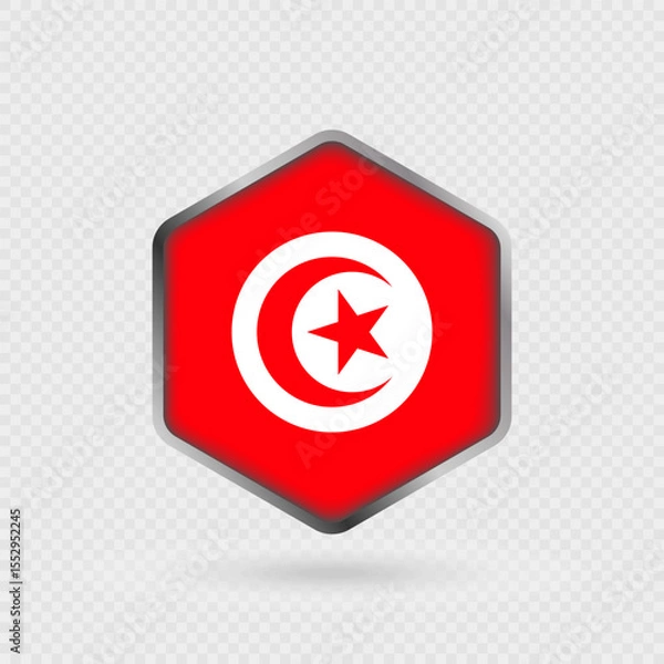 Fototapeta Tunisia Flag Icon in Hexagon Shape.