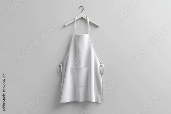 Fototapeta Realistic apron mockup hanging on hook, white fabric, clean studio photo