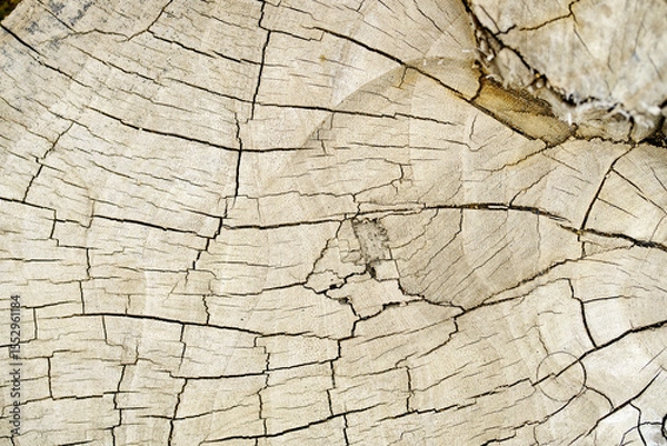 Fototapeta Detailed Close-Up of Cracked Tree Ring Texture and Natural Patterns