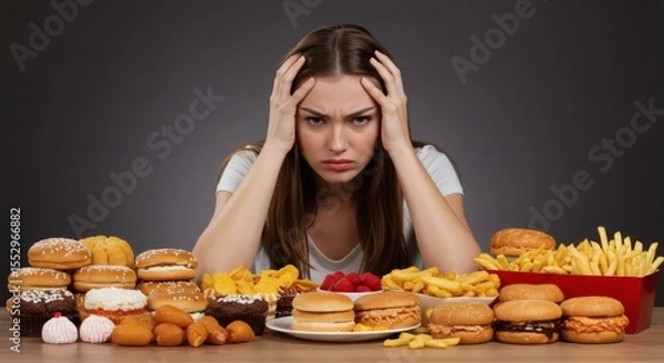 Obraz Overwhelmed by Unhealthy Food Choices  Struggling with Junk Food Addiction
