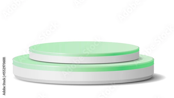 Fototapeta Modern two-tiered display podium with mint green tops and white bases, perfect for showcasing products or awards on a transparent background.

