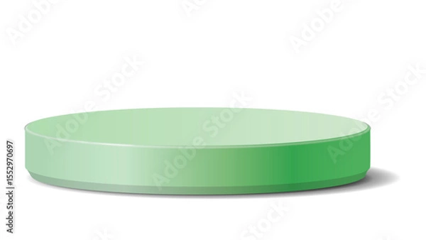 Fototapeta Smooth mint green cylindrical display podium with a subtle shadow, perfect for refreshing product presentations on a transparent background.

