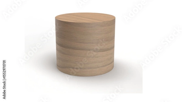 Fototapeta Natural wood grain cylindrical display podium, ideal for organic or rustic product presentations on a transparent background.

