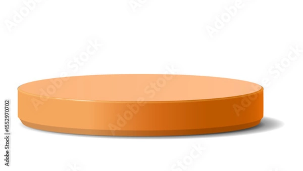 Fototapeta Smooth orange cylindrical display podium with a subtle shadow, perfect for modern product presentations on a transparent background.


