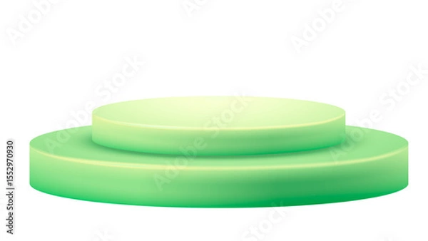 Fototapeta Gradient green two-tiered display podium with a lighter top surface, perfect for elegant product showcases on a transparent background.

