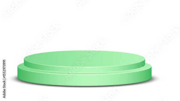 Fototapeta Elegant two-tiered light green cylindrical display podium with subtle shadow, perfect for product showcases or awards on a transparent background.

