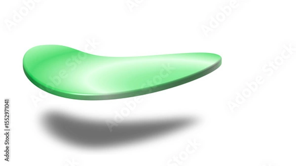 Fototapeta Floating light green abstract display platform with a glossy finish and soft shadow, ideal for creative product presentations on a transparent background.

