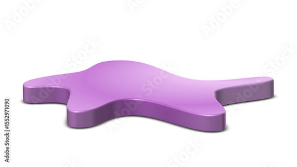 Fototapeta Playful, organically shaped purple display platform with a smooth, glossy finish, ideal for showcasing creative items on a transparent background.

