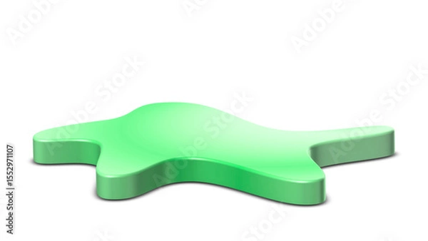 Fototapeta Whimsical, organic light green display platform with an irregular, playful shape, perfect for creative product showcases on a transparent background.

