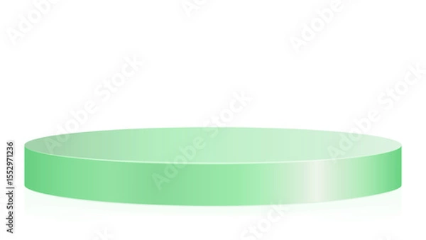 Fototapeta Minimalist light green cylindrical display podium with a subtle gradient, perfect for product presentations or showcases on a transparent background.