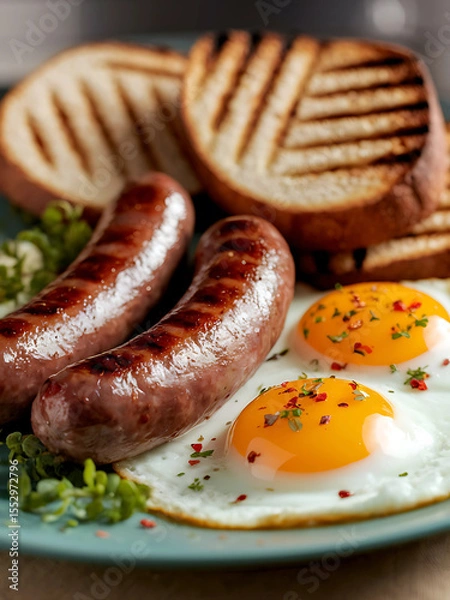 Obraz sausages with mashed potatoes