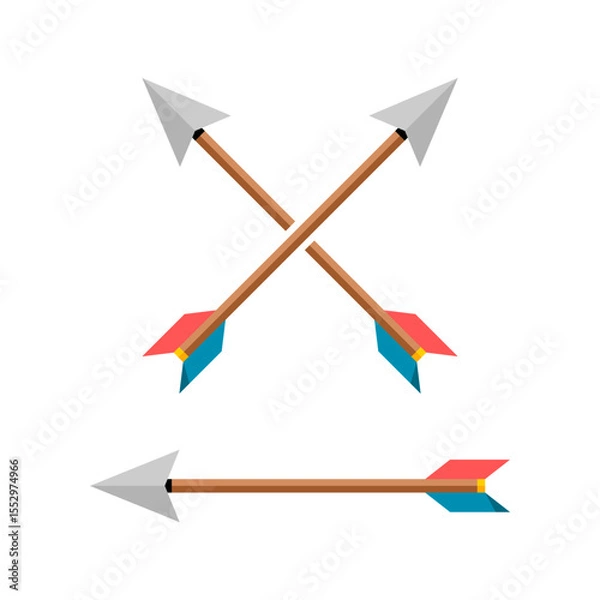 Fototapeta Cross bow arrow archer icon flat vector design