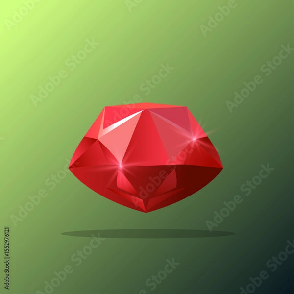 Obraz red ruby ​​flat design item for casino slots slot machines on gradient background