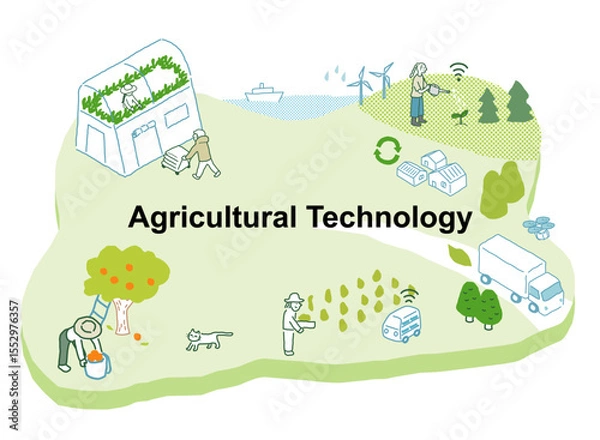 Obraz 農業のテクノロジー見出し　ベクターイラスト